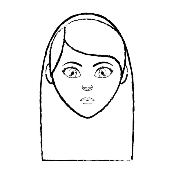Grunge žena hlavu uživatel s výrazem obličeje — Stockový vektor