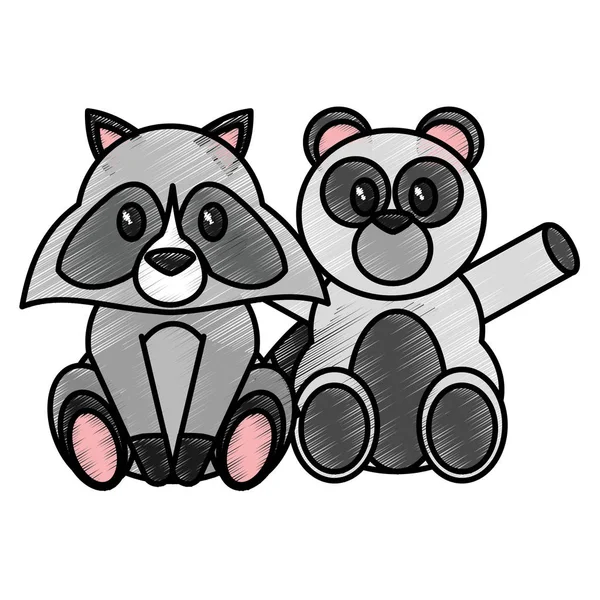 Bear and raccoon cartoon — Stock Vector