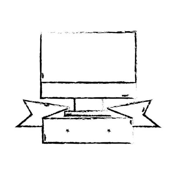 Grunge elektronische Bildschirm Computertechnologie mit Etikett — Stockvektor