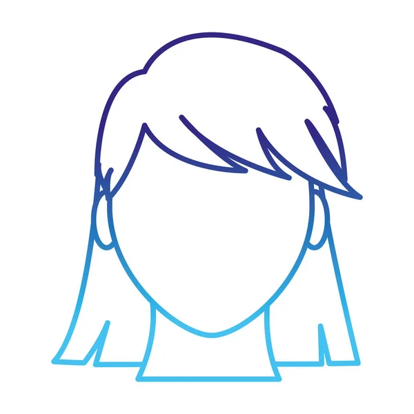 Aangetaste lijn avatar vrouw gezichtsloze met kapsel ontwerp — Stockvector