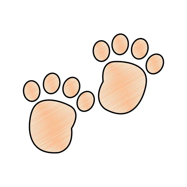 Grated human footprint with toes mark sign — Stock Vector