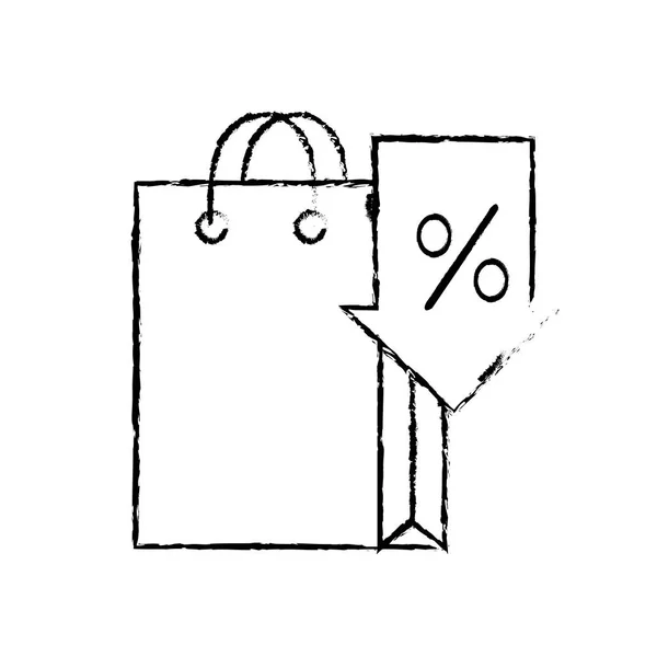 Рынок сумки гранж со стрелками процентов — стоковый вектор