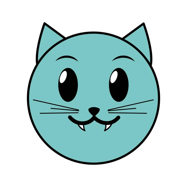 Linii kolor wampira kot twarz wyrażenie emoji — Wektor stockowy