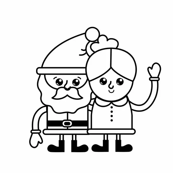 Kerstman Vrouw Van Merry Christmas Seizoen Geïsoleerde Themaontwerp Vectorillustratie — Stockvector