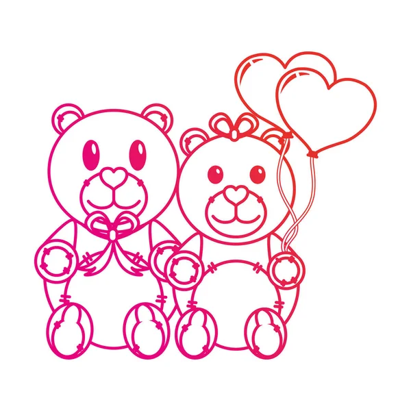 Teddy urso casal design — Vetor de Stock