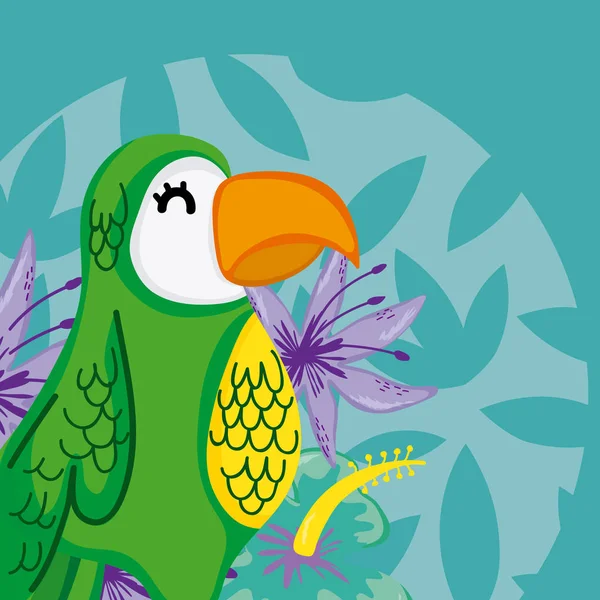 Egzotik Kuşlar Karikatür Tropikal Üzerinde Arka Plan Vektör Çizim Grafik — Stok Vektör
