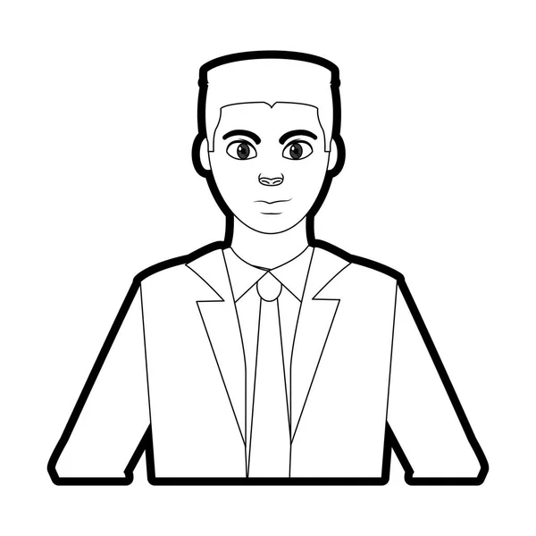 Outline profile man with elegant shirt and tie — Stock Vector