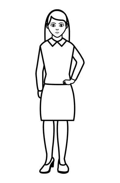 Línea mujer con elegante blusa y diseño de peinado — Vector de stock