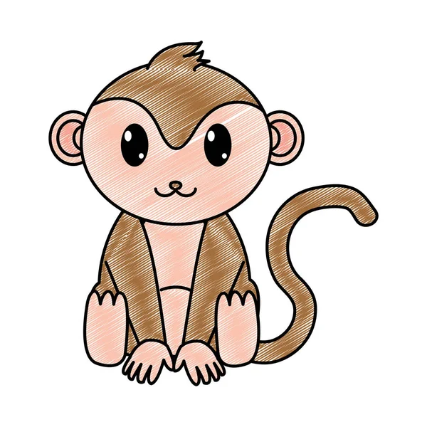 Mono rallado lindo animal salvaje carácter — Vector de stock