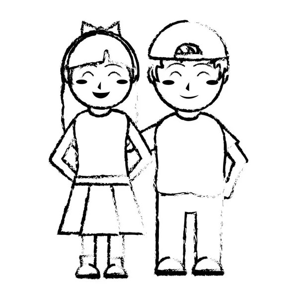 Chica y niño diseño de dibujos animados — Vector de stock