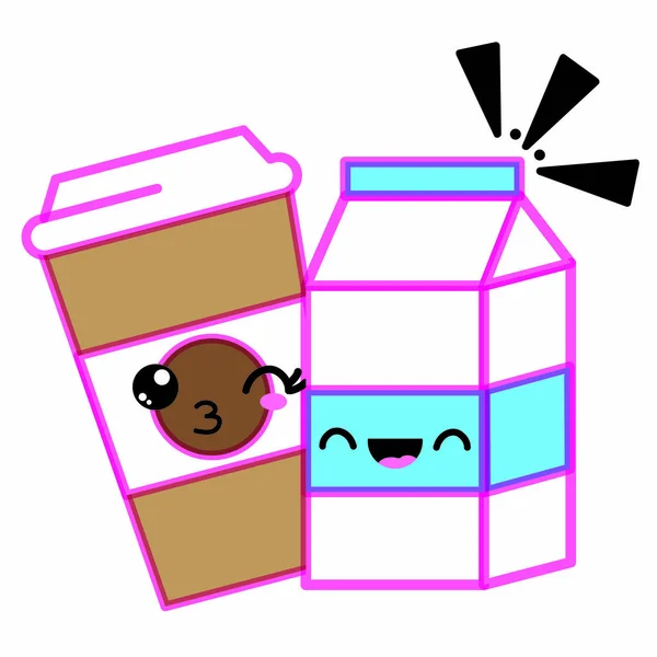 Καφέ κούπα γάλα και σχεδιασμός — Διανυσματικό Αρχείο