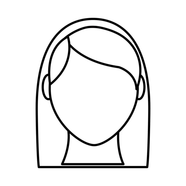 Ligne avatar tête femme avec coiffure et sans visage — Image vectorielle