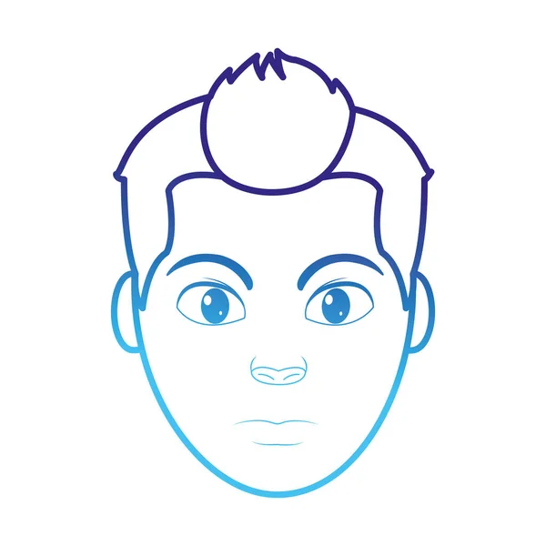 Linha degradada avatar homem cabeça com design de penteado — Vetor de Stock