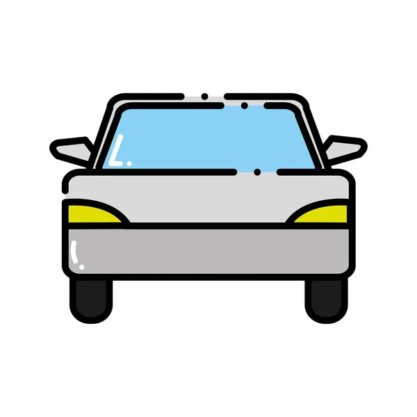 Transporte de coches de línea rayada con faros y diseño de ruedas — Vector de stock