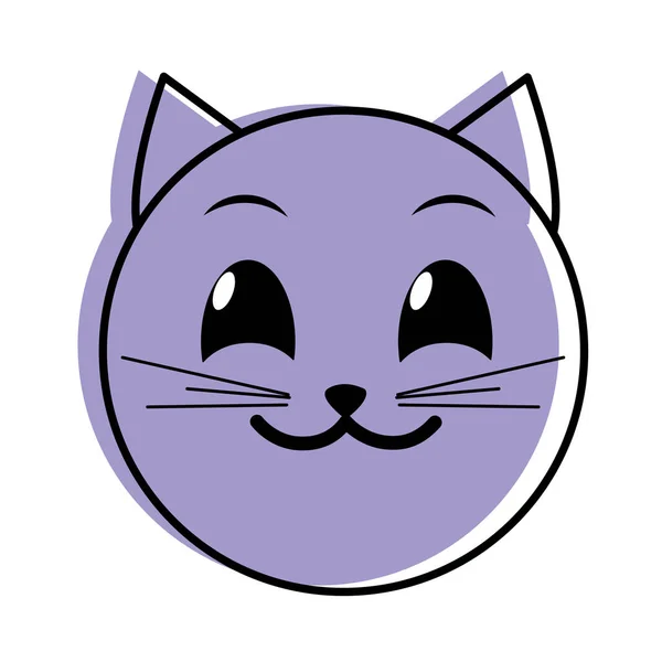 Movimiento color feliz gato cara emoji expresión — Vector de stock