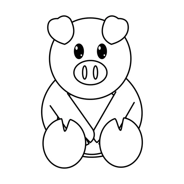 선 돼지 귀여운 농장 동물 캐릭터 — 스톡 벡터