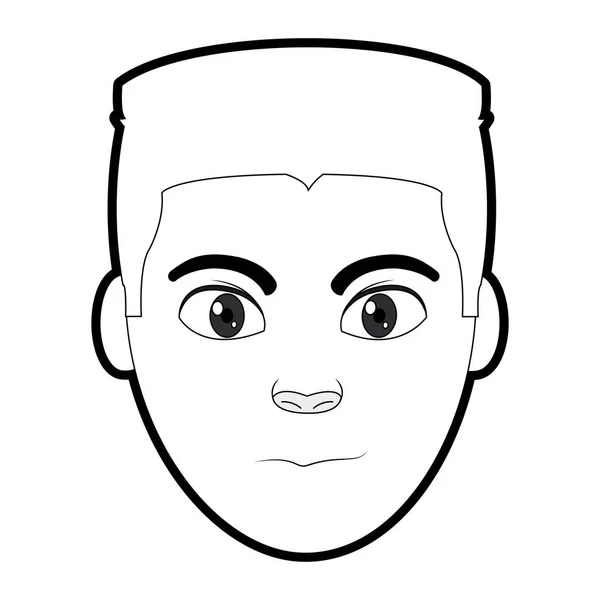 Contour homme tête utilisateur avec expression faciale et coiffure — Image vectorielle