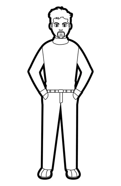 Contour homme élégant avec chemise et pantalon style — Image vectorielle
