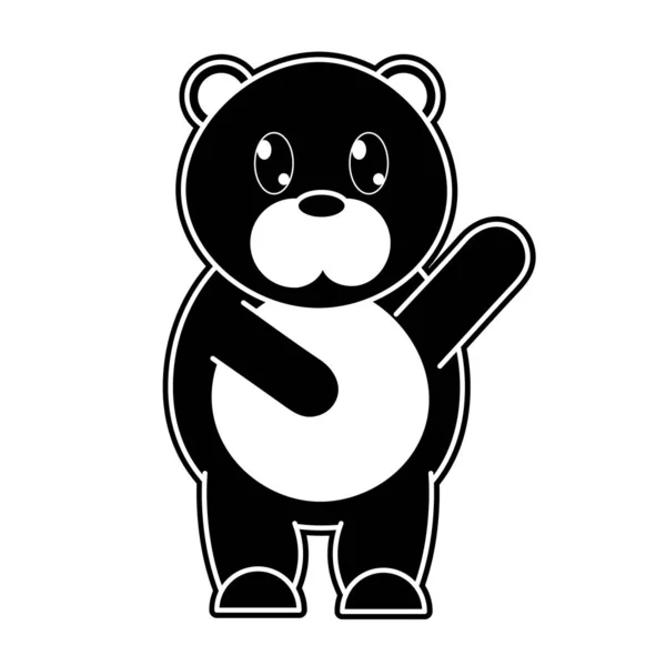 Silhueta adorável urso selvagem animal com a mão para cima — Vetor de Stock