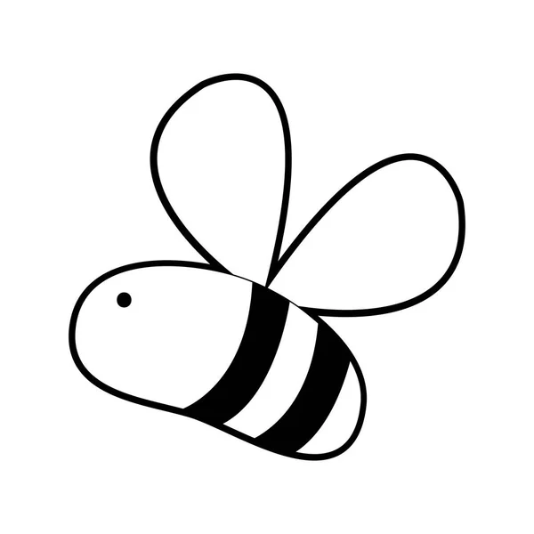 Outline cute bee insect animal flying — Stock Vector