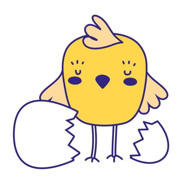 Full color chick farm bird animal broking egg — Stock Vector