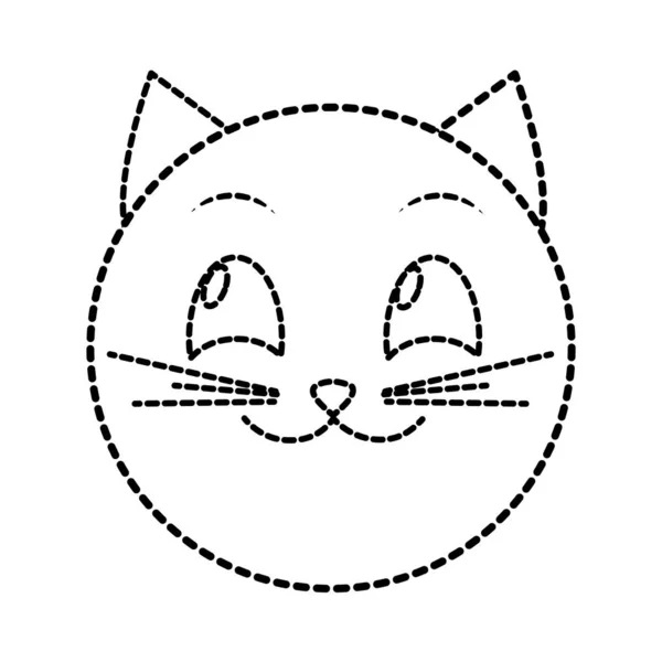 Dotted shape happy cat face emoji expression — Stock Vector