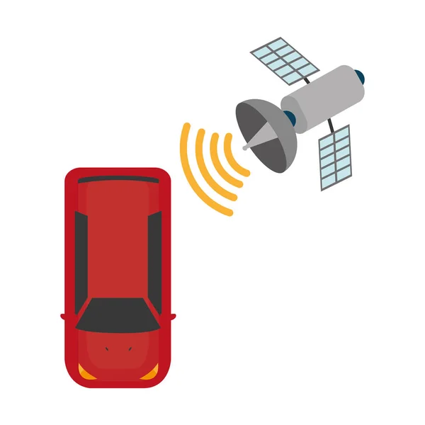 Color sombra transporte de automóviles con conexión wifi por satélite — Vector de stock