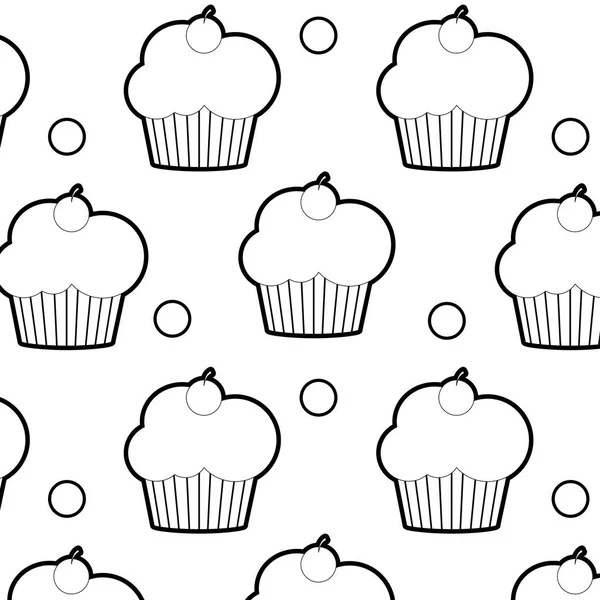 Cupcake Backgroof Desszert Édes Pékség Téma Elszigetelt Design Vektor Illusztráció — Stock Vector