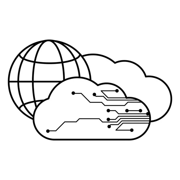 Cloud Computing Von Speichertechnologie Und Virtuellen Themen Isolierte Design Vektor — Stockvektor
