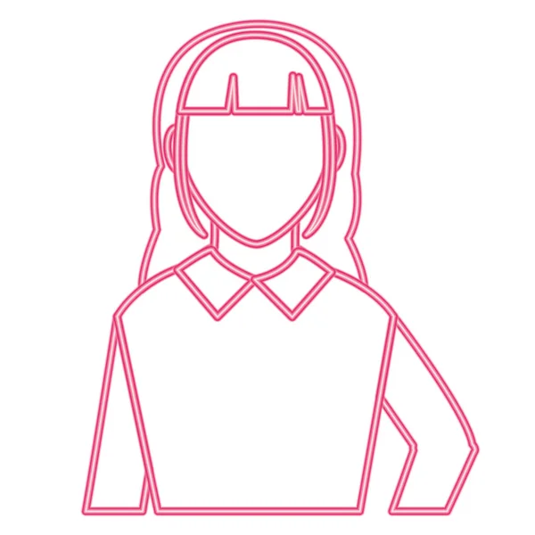 Néon ligne avatar femme avec chemisier élégant et coiffure — Image vectorielle