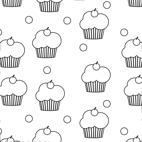 Cupcake Backgroof Dessert Sucré Boulangerie Thème Conception Isolée Illustration Vectorielle — Image vectorielle