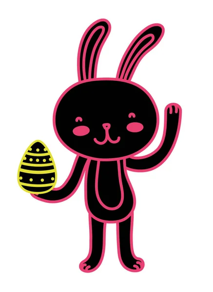 Neon flat happy rabbit animal with egg easter — Stock Vector