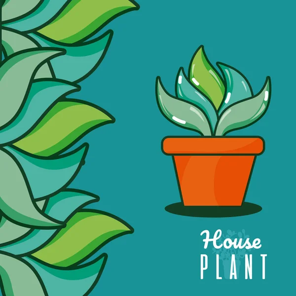 Maison Plante Pot Dessins Animés Vectoriel Illustration Conception Graphique — Image vectorielle