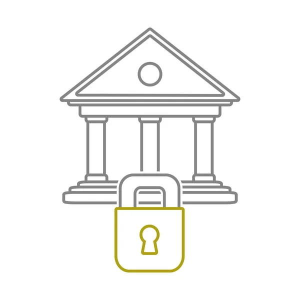 Yellow line finance bank economy with padlock security — Stock Vector