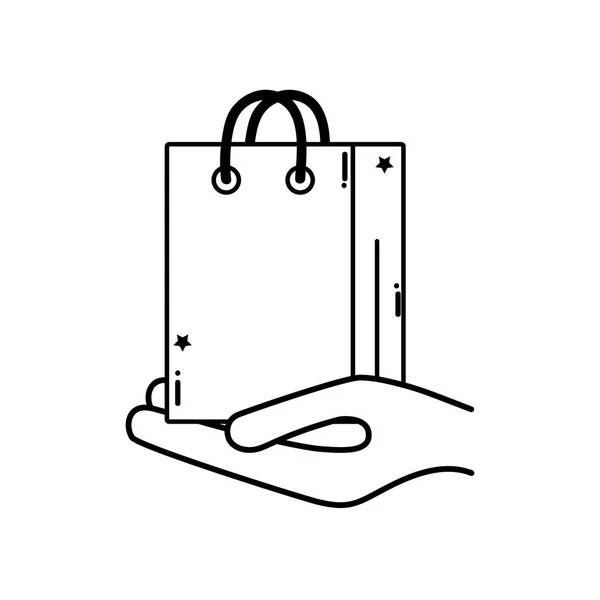 Лінія рука з об'єктом ринку торгової сумки — стоковий вектор
