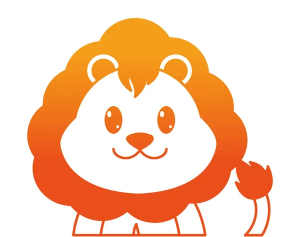 Orange line adorable lion cute animal character — Stock Vector