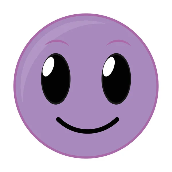 Expresión emoji gesto de cara feliz púrpura — Vector de stock