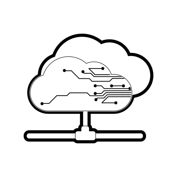 Bulut Depolama Teknolojisi Sanal Tema Izole Tasarım Vektör Çizim Bilgisayar — Stok Vektör