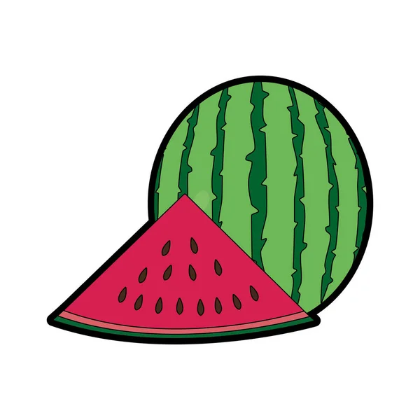 Melancia Frutas Saudável Orgânica Tema Alimentos Design Isolado Ilustração Vetorial — Vetor de Stock