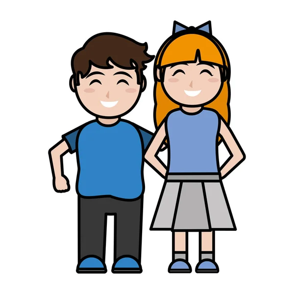 Chica y niño diseño de dibujos animados — Vector de stock