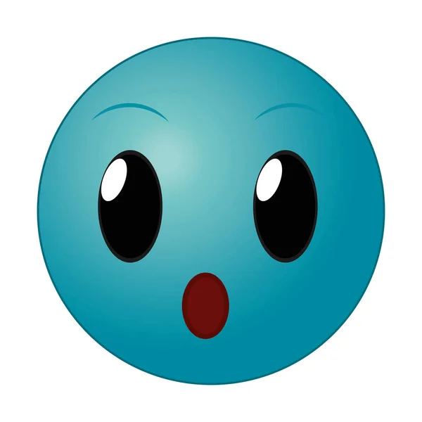 Azul impactado gesto de la cara expresión emoji — Vector de stock