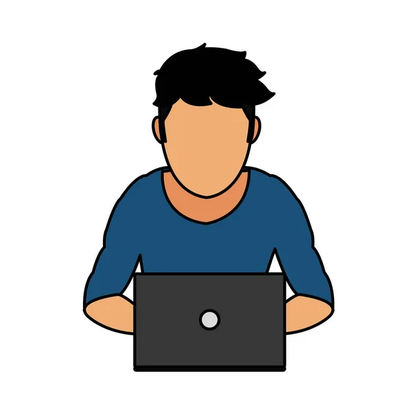 Boy with laptop design — Stock Vector