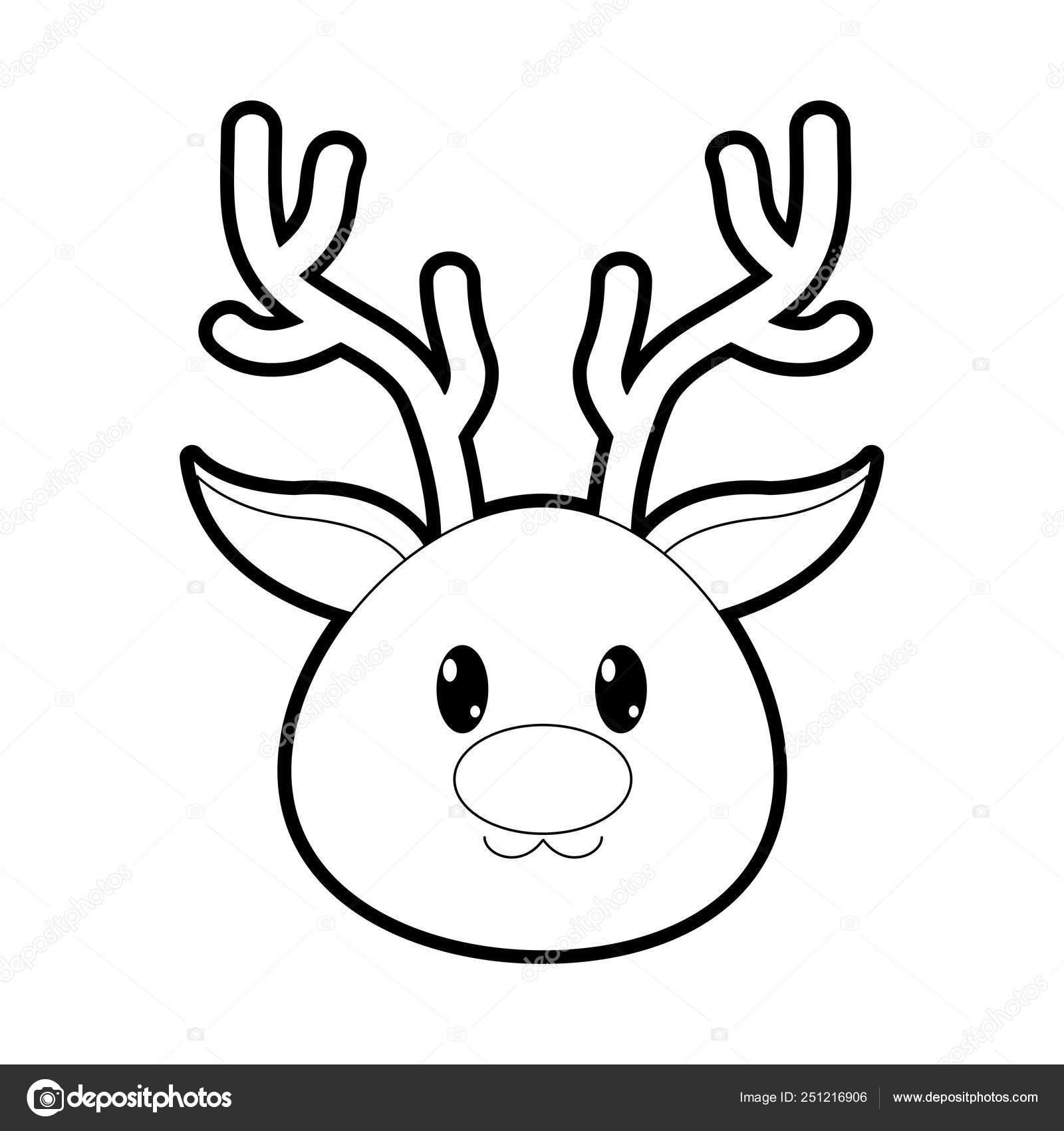 Набросок Головы Оленя Милый Персонаж Животного Векторное.
