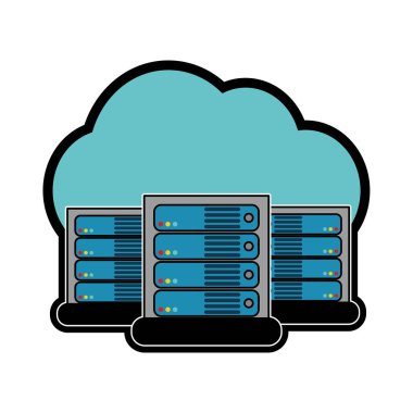 Veri Merkezi barındırma web ve Tema izole tasarım vektör çizim temel