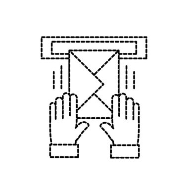 noktalı şekil adam ellerini mektup kart posta kutusunda yolladı.