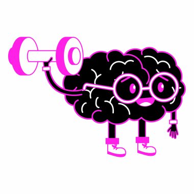 Beyin karikatür ruh sağlığı Tema izole tasarım vektör çizim