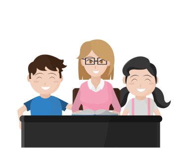 Öğretmen ve çocuklar tasarım