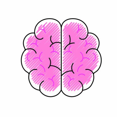 Beyin simgesi insan organ ve zihin Tema izole tasarım vektör çizim