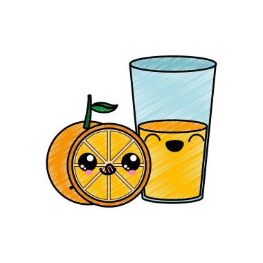 Portakal ve meyve suyu meyve sağlıklı ve organik gıda Tema izole tasarım vektör çizim