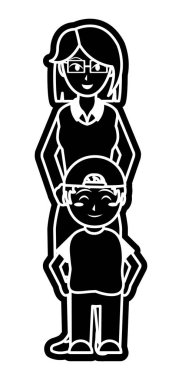 Anne ve çocuk karikatür tasarım